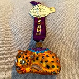 Waterford Holiday Heirlooms Miniature Cat Glass Ornament Vintage |Rare